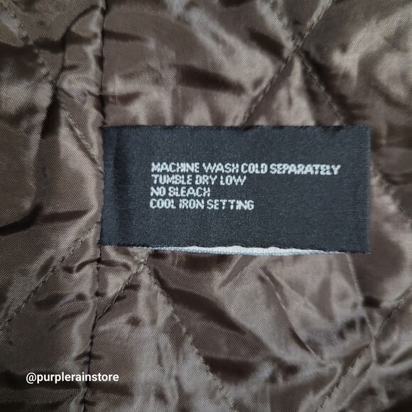 Vtg B Moss Corduroy Zip Barn Coat L Faux Fur Dark Beige Clay Brown Y2K - Picture 5 of 11